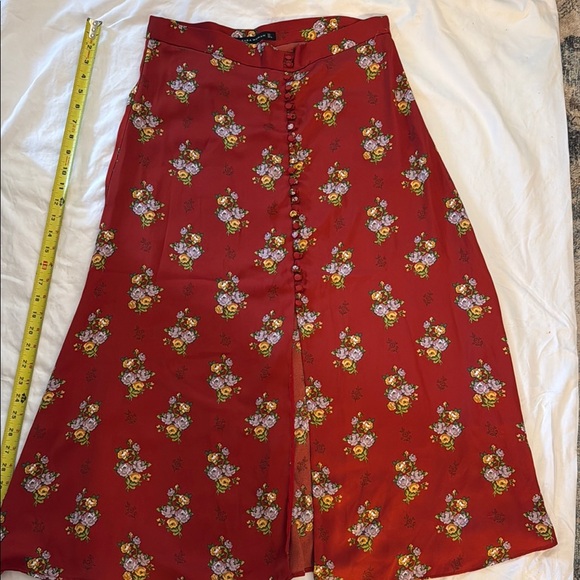 Zara Dresses & Skirts - Zara Woman. Button front with slit A line Floral skirt rust. Size L. Pre-loved.